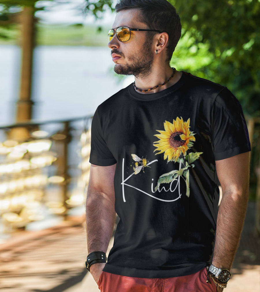 Kind Bee Sunflower Teacher T-Shirt