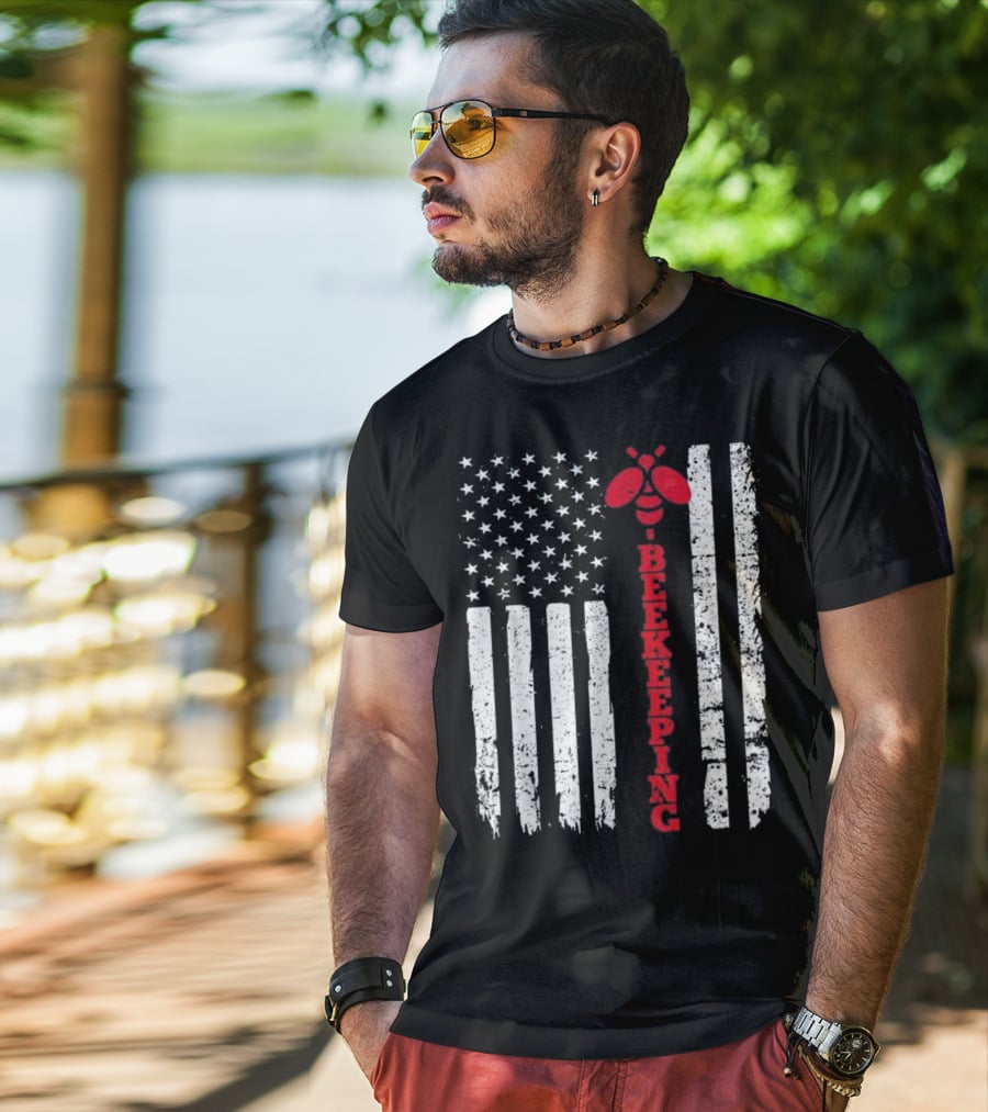 American Flag Beekeeping USA Bee T-Shirt