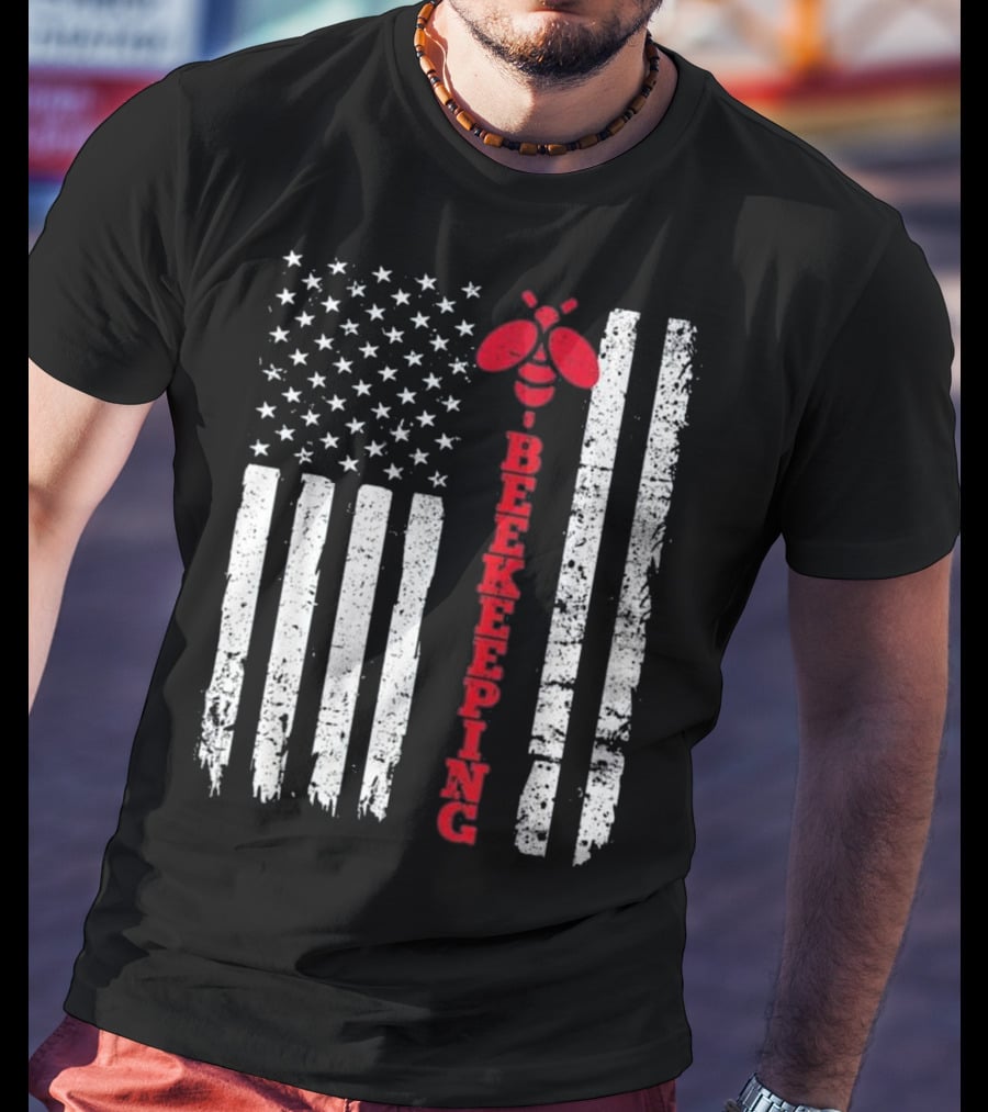 American Flag Beekeeping USA Bee T-Shirt