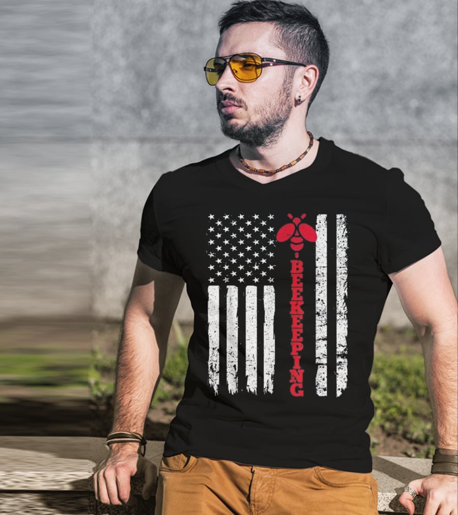 American Flag Beekeeping USA Bee T-Shirt