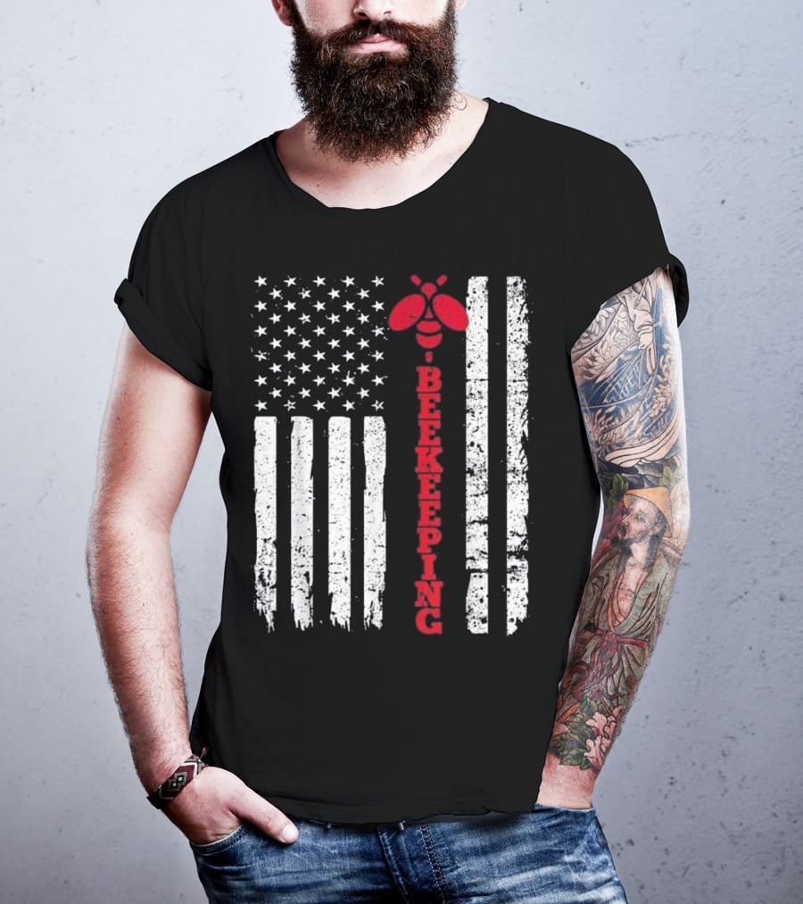 American Flag Beekeeping USA Bee T-Shirt