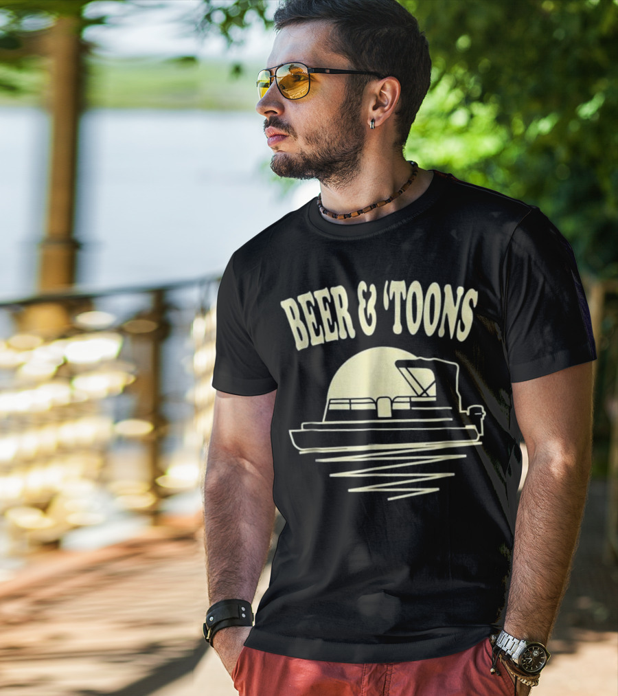 Beer And Toons Pontoon Boat Lake Adventure T-Shirt