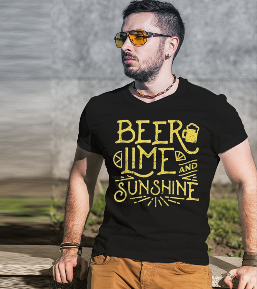Beer Lime And Sunshine Funny Mexican Cinco Concept T-Shirt