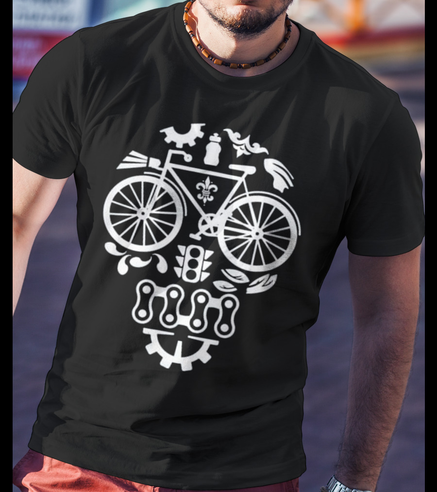 Bicycle Cycling Gear Sugar Skull With Funny Traffic Light Elements T-Shirt