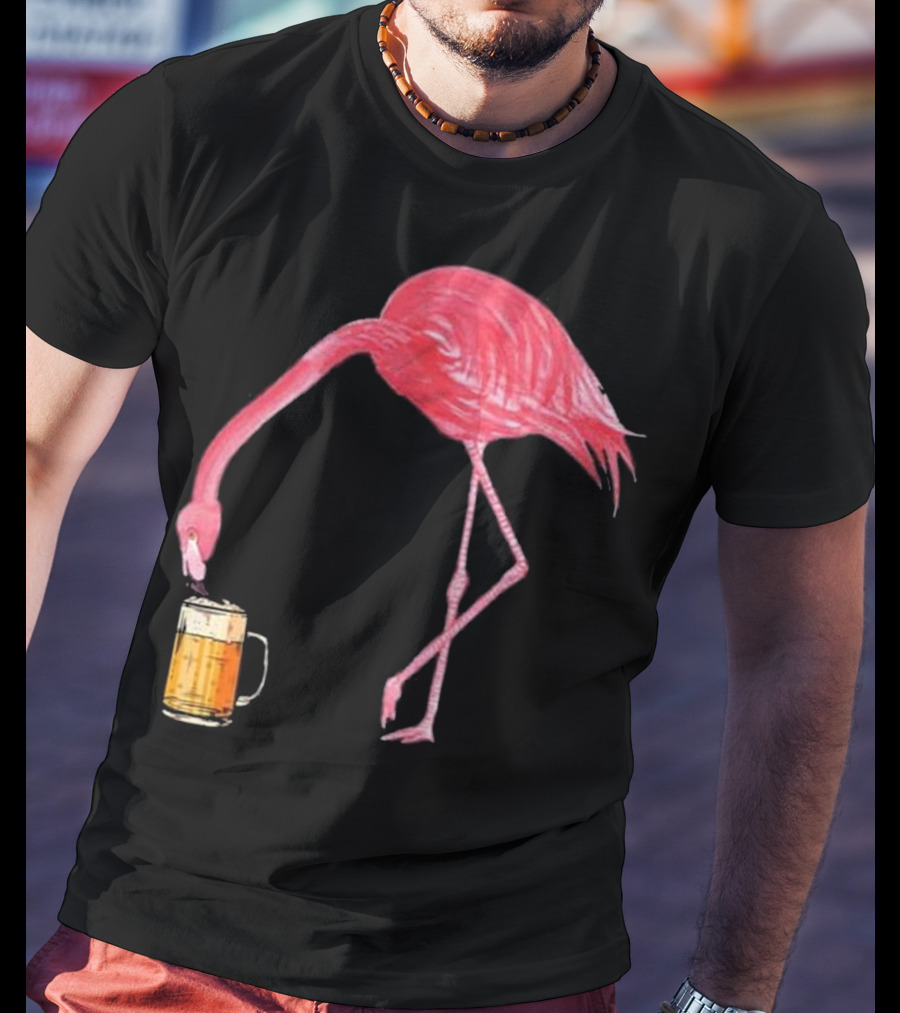 Flamingo Sipping Beer Lovers Mug T-Shirt
