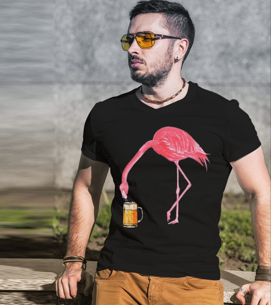 Flamingo Sipping Beer Lovers Mug T-Shirt