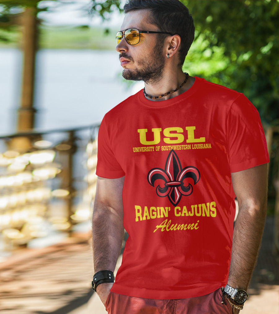 USL University Of Southwestern Louisiana Ragin' Cajuns Alumni Fleur-de-Lis T-Shirt