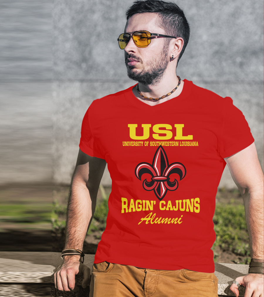 USL University Of Southwestern Louisiana Ragin' Cajuns Alumni Fleur-de-Lis T-Shirt