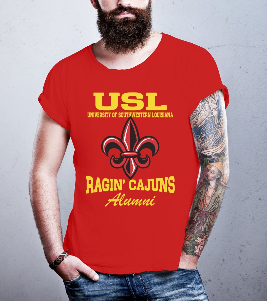 USL University Of Southwestern Louisiana Ragin' Cajuns Alumni Fleur-de-Lis T-Shirt