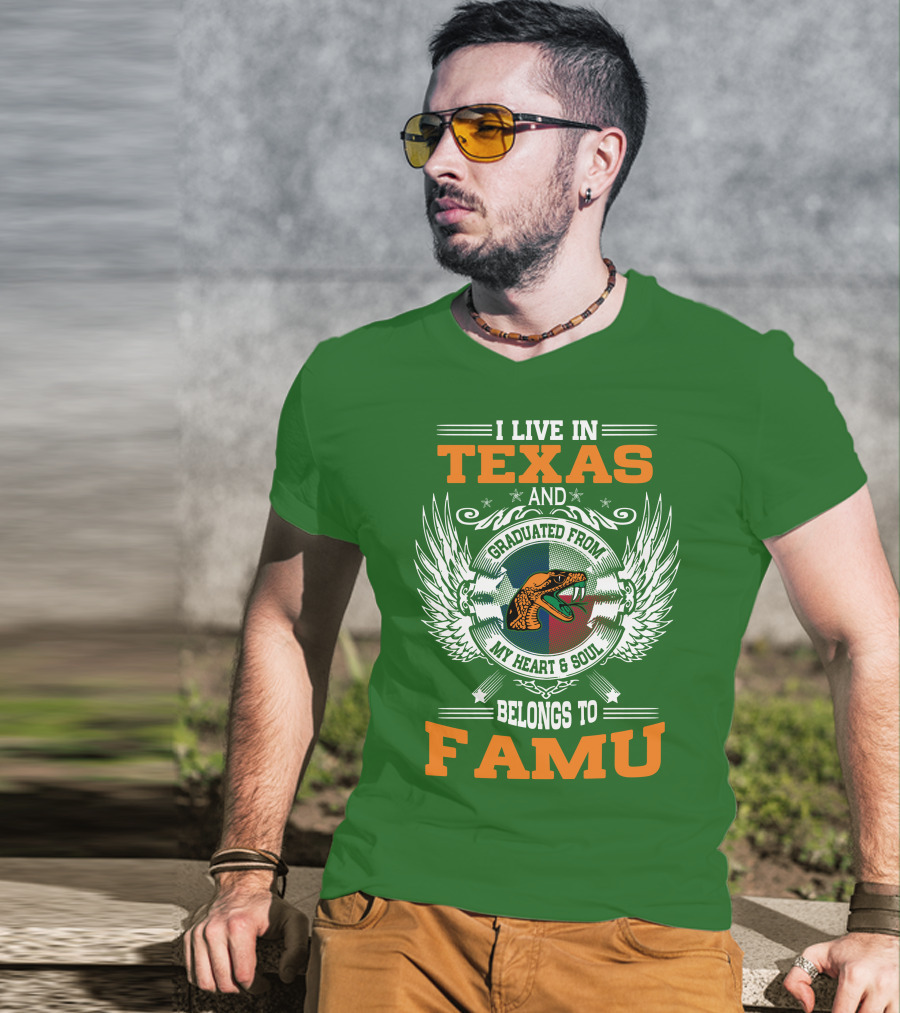 I Live In Texas And Graduated From My Heart And Soul Belongs To FAMU T-Shirt