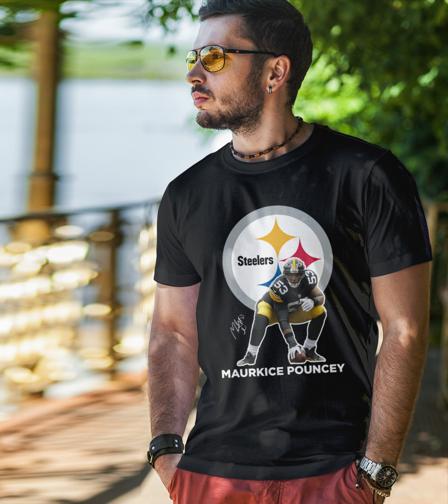 Steelers Maurkice Pouncey Number 53 Football Player Signature Steelers T-Shirt
