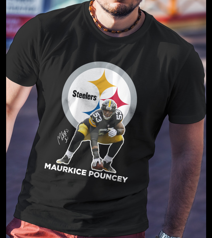 Steelers Maurkice Pouncey Number 53 Football Player Signature Steelers T-Shirt