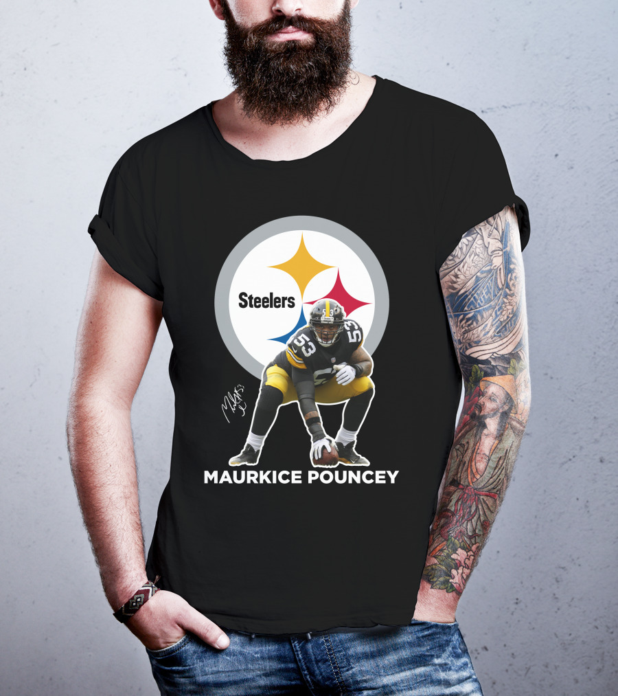 Steelers Maurkice Pouncey Number 53 Football Player Signature Steelers T-Shirt