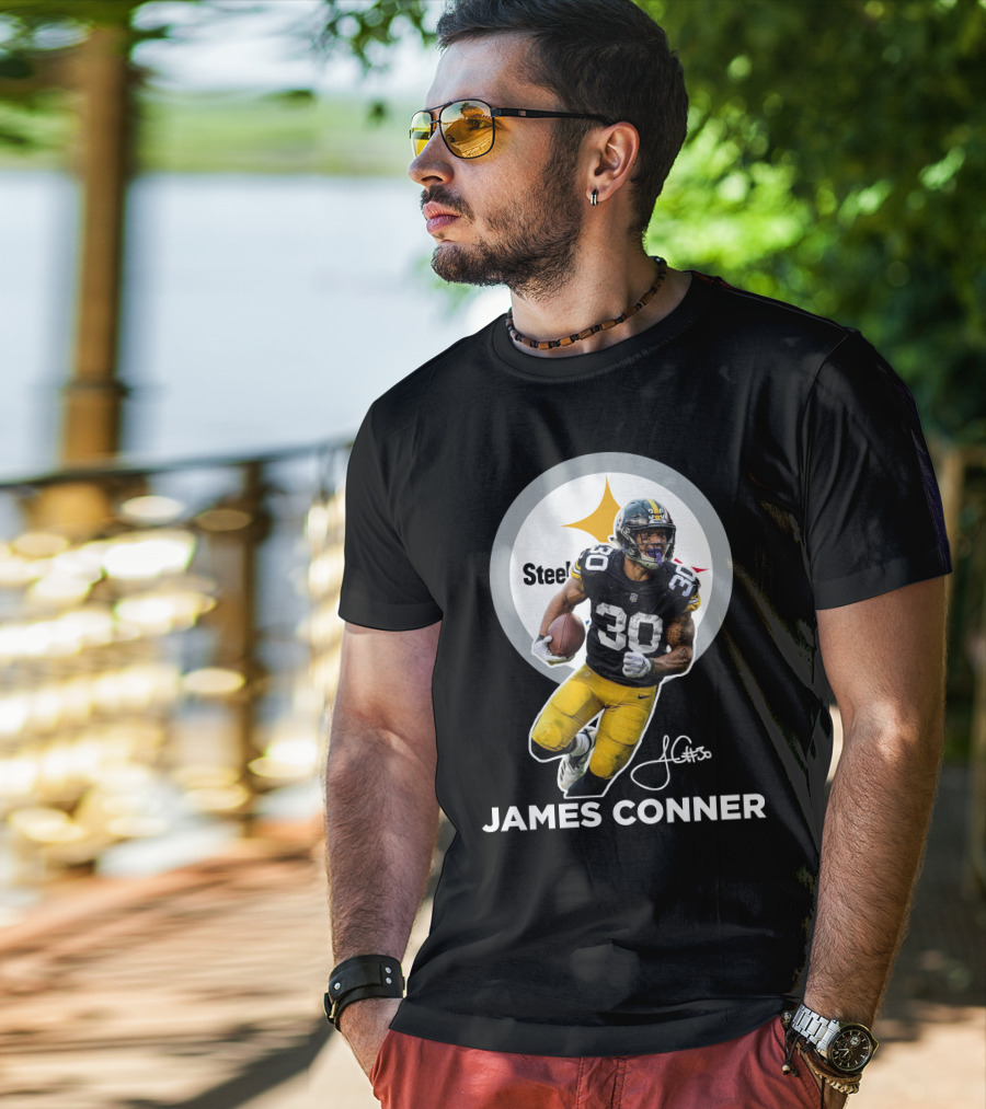 Steelers James Conner #30 Football Player Signature T-Shirt