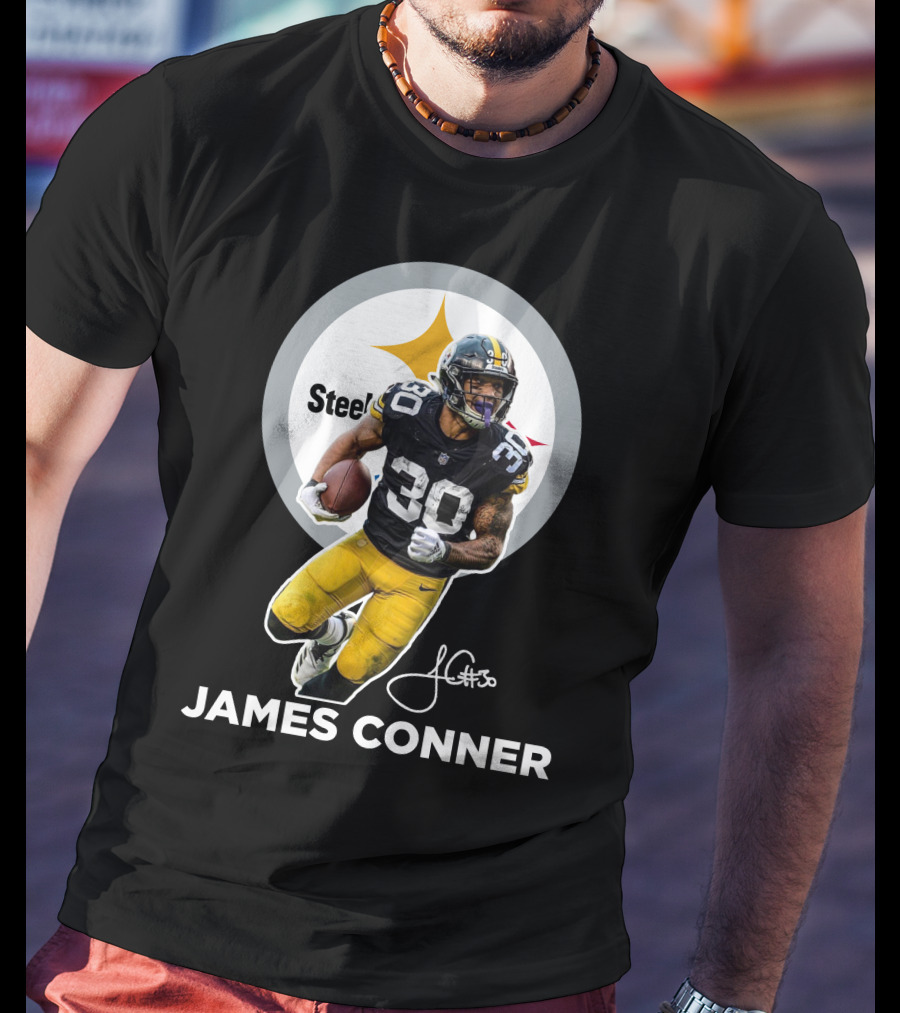 Steelers James Conner #30 Football Player Signature T-Shirt