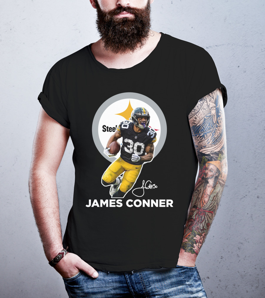 Steelers James Conner #30 Football Player Signature T-Shirt