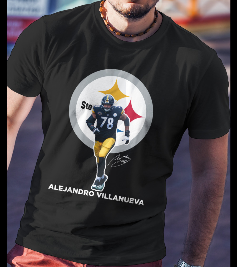 Steelers Alejandro Villanueva 78 Player Signature T-Shirt