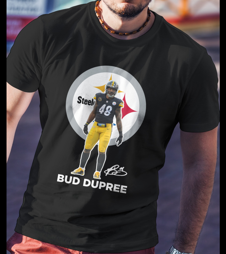 Bud Dupree Steelers 48 Football Player Autograph Signature T-Shirt