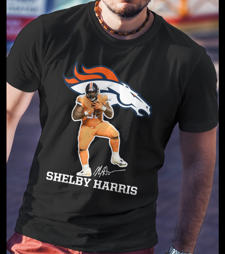 Shelby Harris Denver Broncos Official Signature Football Player Merchandise T-Shirt