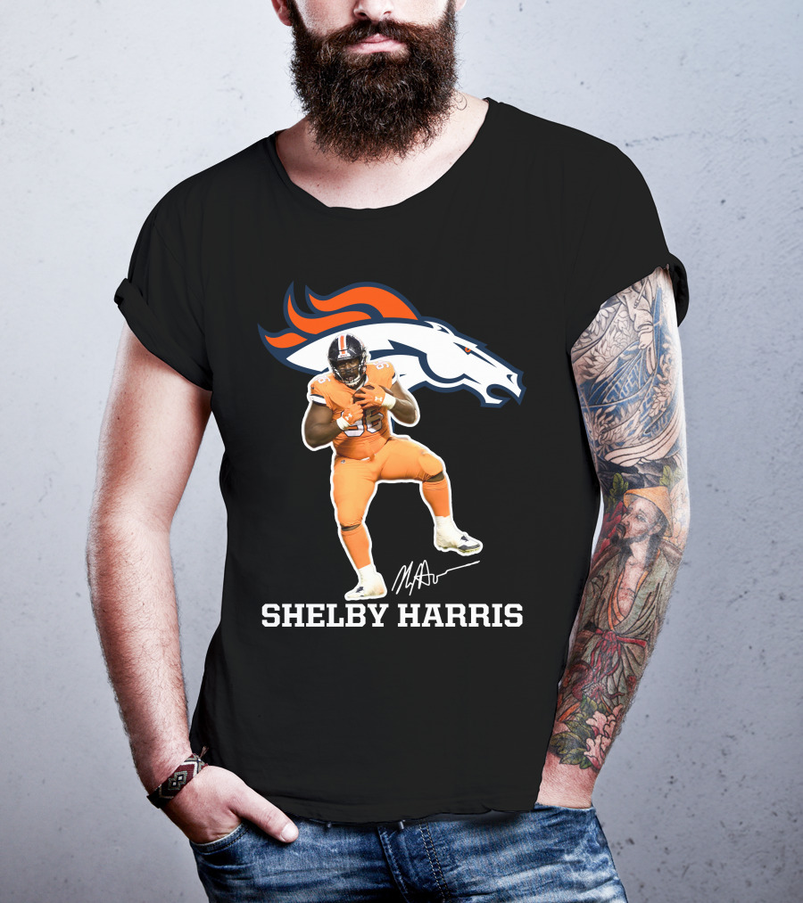 Shelby Harris Denver Broncos Official Signature Football Player Merchandise T-Shirt