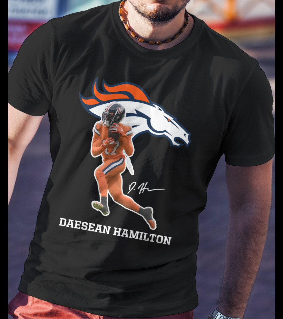 Daesean Hamilton Denver Football Broncos 17 Signature T-Shirt