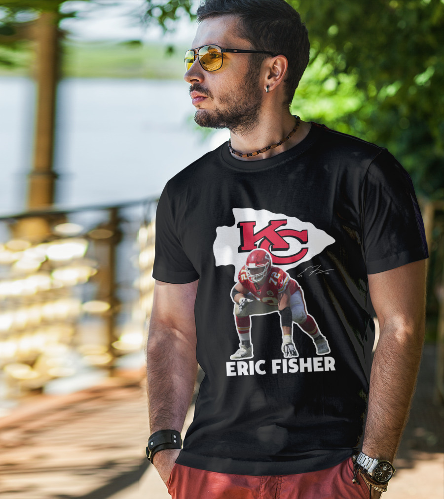 KC Chiefs Eric Fisher 72 Football Signature T-Shirt