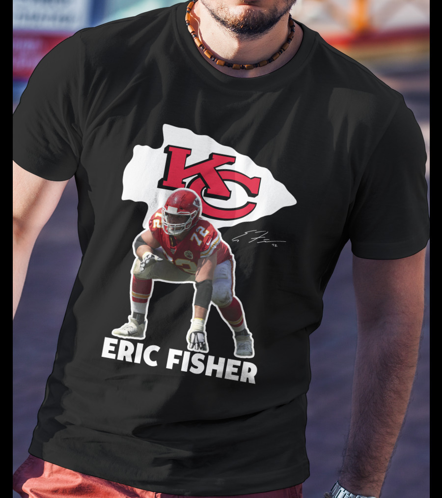 KC Chiefs Eric Fisher 72 Football Signature T-Shirt
