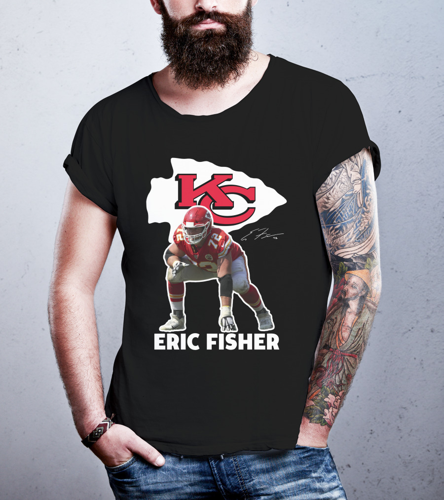 KC Chiefs Eric Fisher 72 Football Signature T-Shirt