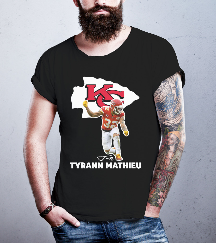 Tyrann Mathieu Kansas City Chiefs KC Football 32 Signature T-Shirt