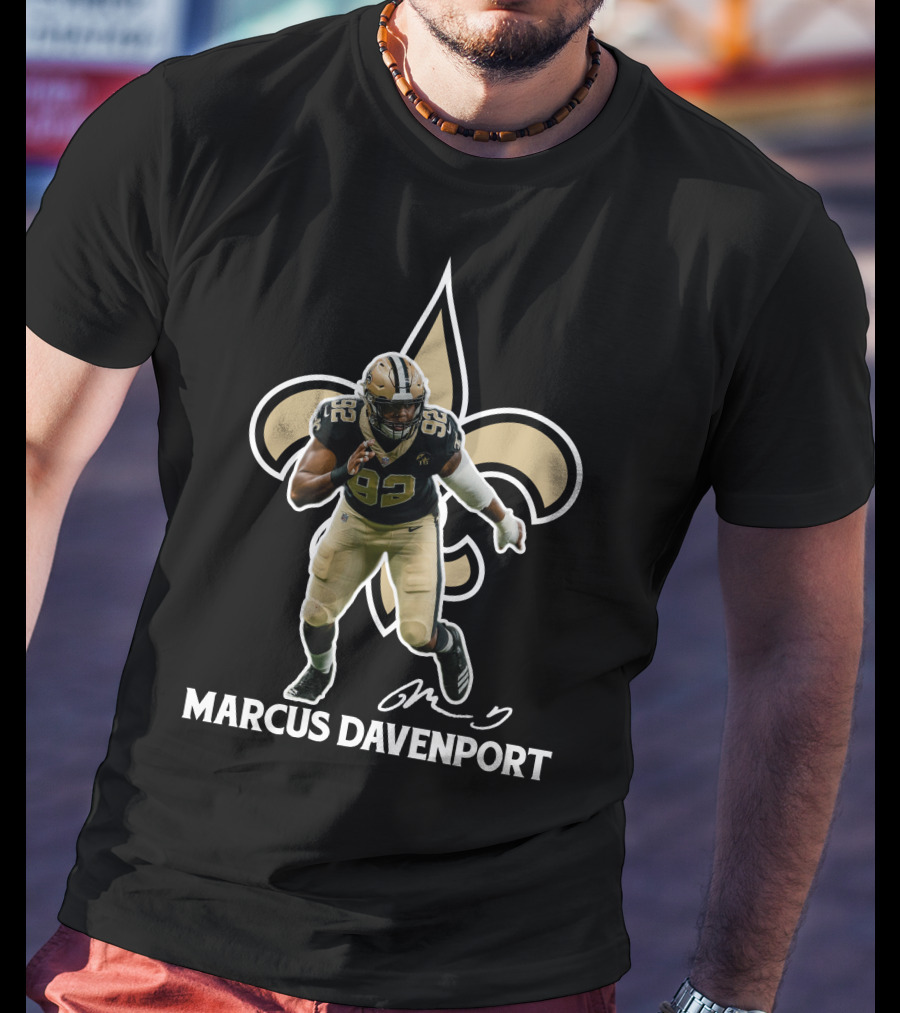 Marcus Davenport New Orleans Football Fleur-de-Lis 92 T-Shirt