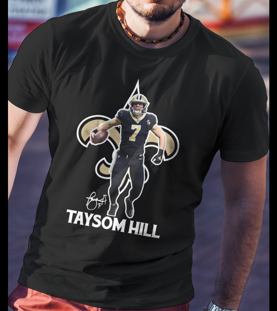 Taysom Hill New Orleans Saints Fleur De Lis Football T-Shirt