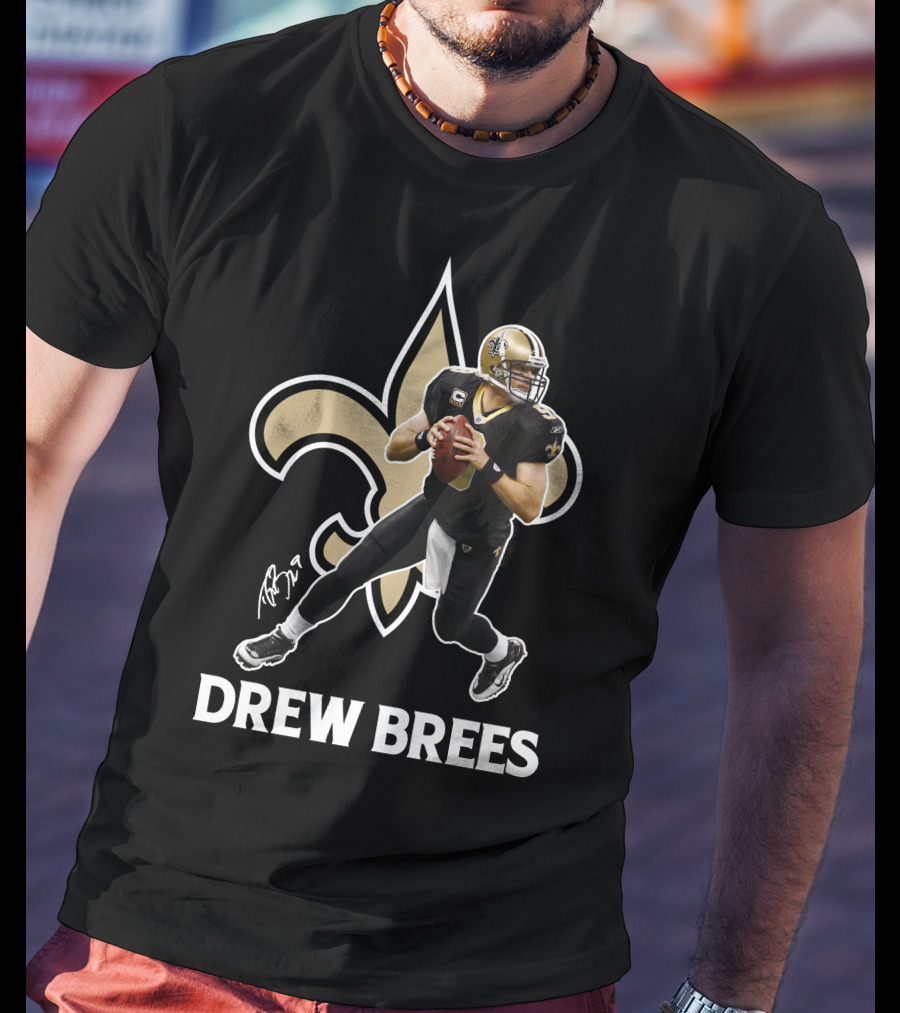 Drew Brees New Orleans Saints Quarterback NFL Football Fleur-de-lis T-Shirt