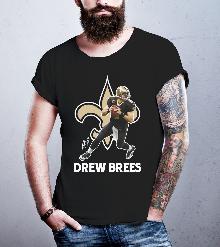 Drew Brees New Orleans Saints Quarterback NFL Football Fleur-de-lis T-Shirt