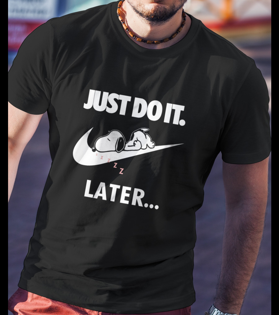 Snoopy Just Do It Later Nike Swoosh T-Shirt