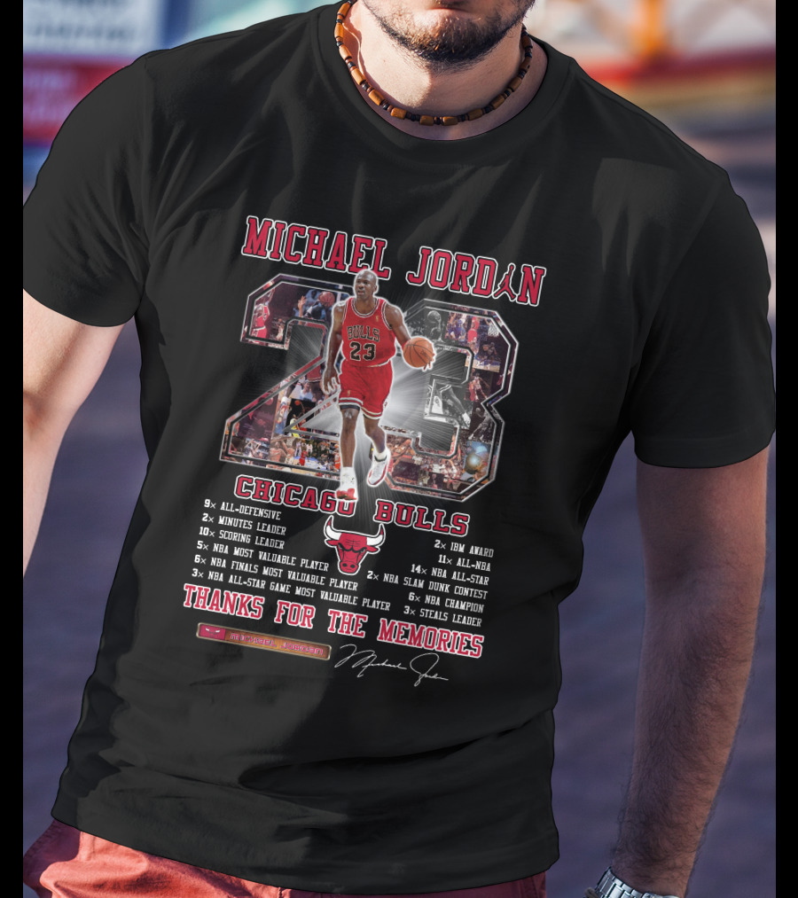Michael Jordan Chicago Bulls 23 Achievements Thanks For The Memories T-Shirt