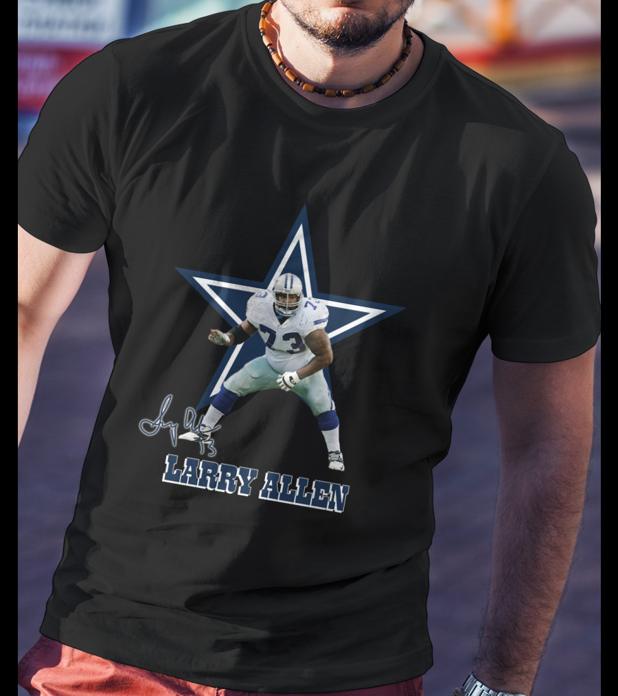 Dallas Cowboys Legend 08 Larry Allen Star Signature T-Shirt