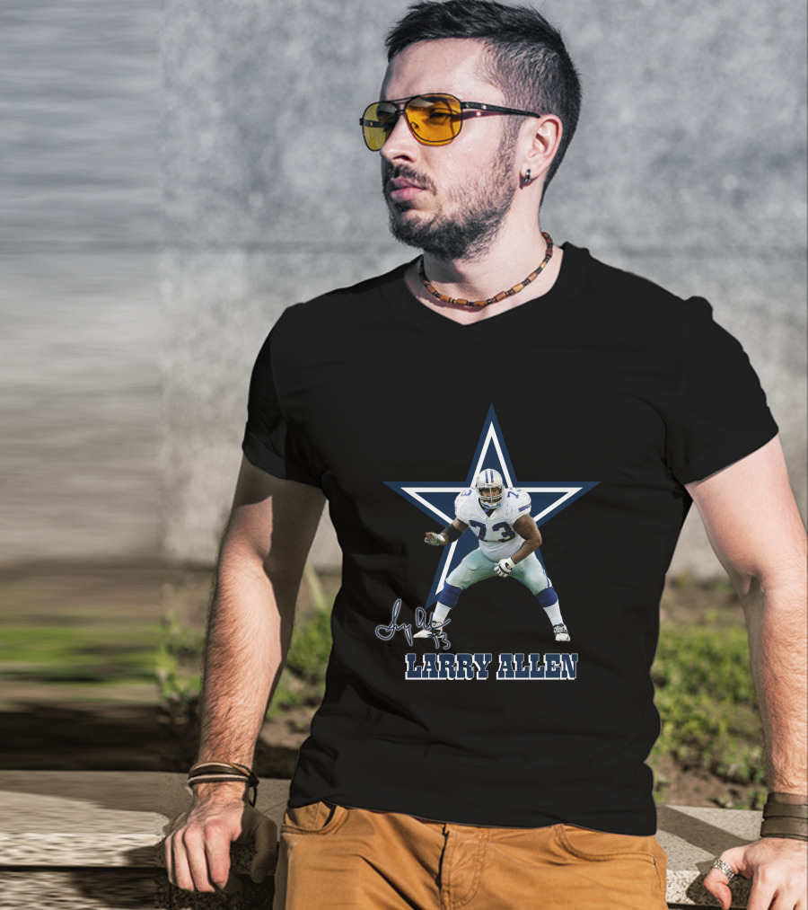 Dallas Cowboys Legend 08 Larry Allen Star Signature T-Shirt