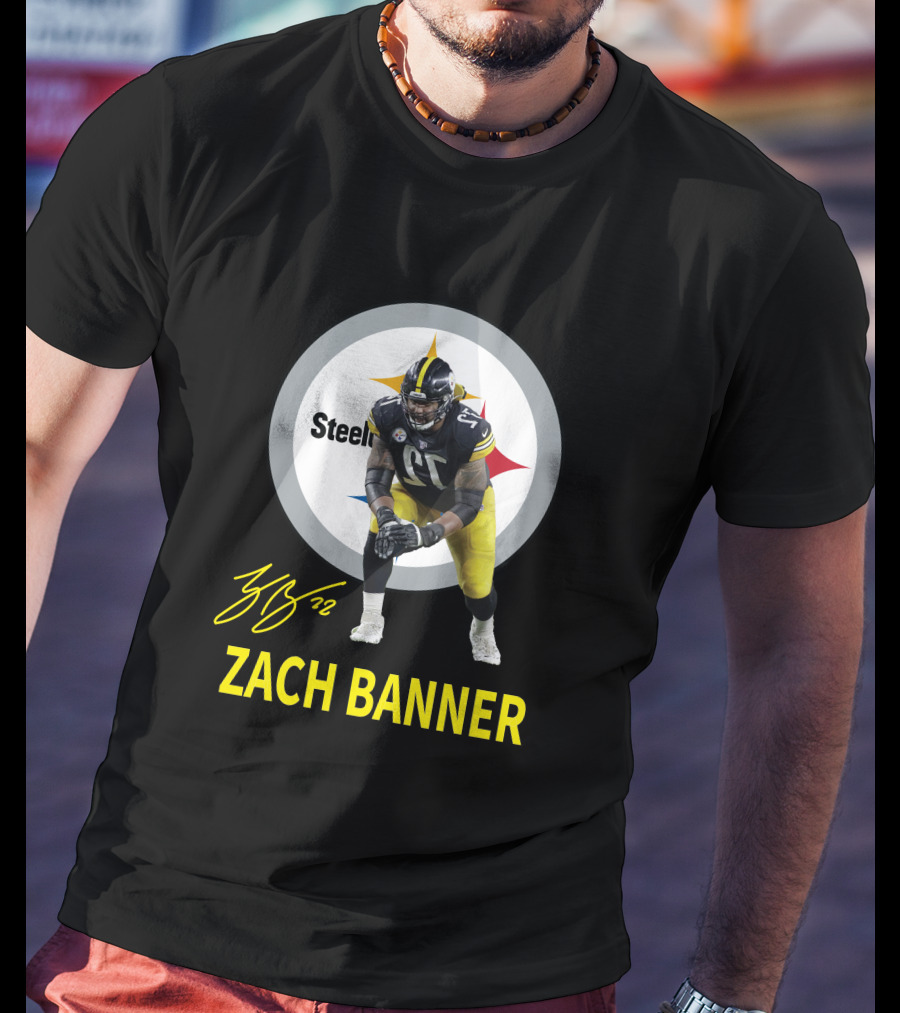 Steelers Zach Banner 72 Signature Pittsburgh Football T-Shirt