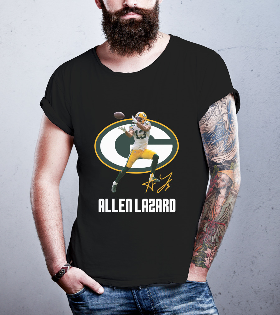 Green Bay Packers Allen Lazard 13 Oval Logo Football Catch T-Shirt