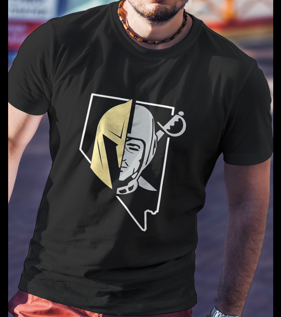 Las Vegas Raiders Vegas Golden Knights Nevada State Logo Fusion T-Shirt