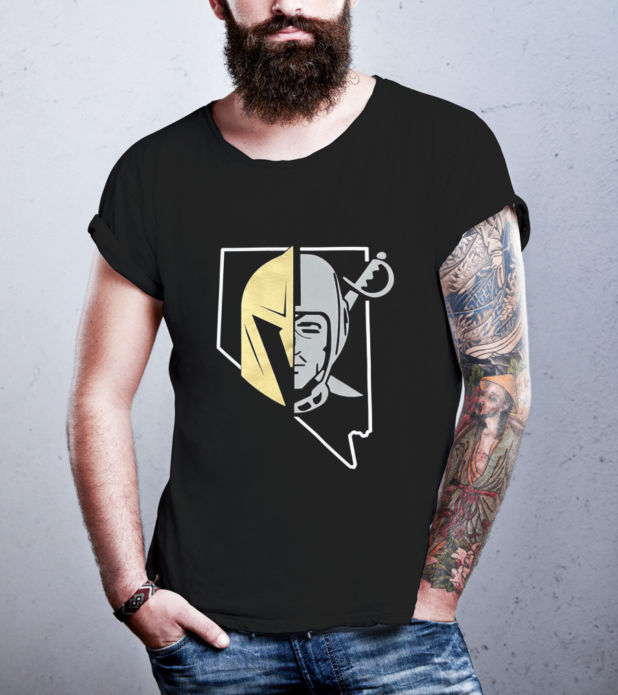 Las Vegas Raiders Vegas Golden Knights Nevada State Logo Fusion T-Shirt