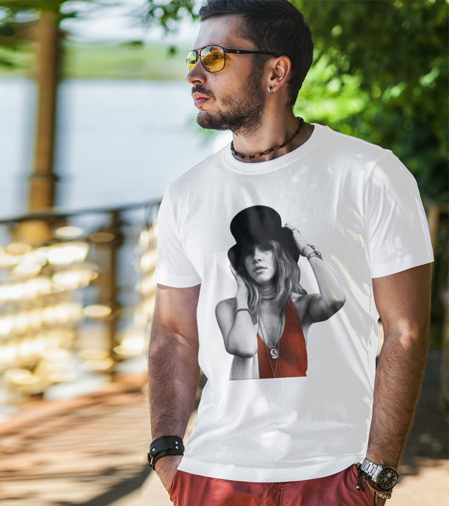 Fw 7 Stevie Nicks Vintage Red Dress And Black Top Hat T-Shirt
