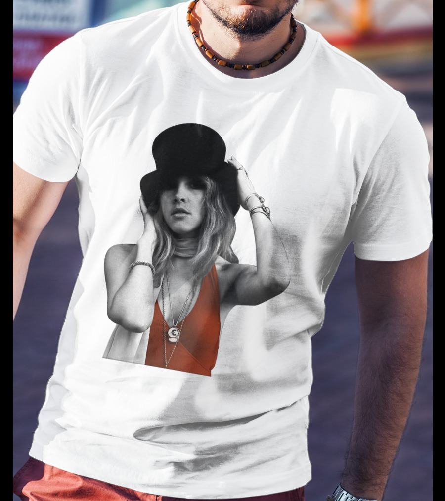 Fw 7 Stevie Nicks Vintage Red Dress And Black Top Hat T-Shirt