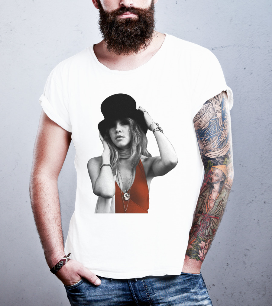 Fw 7 Stevie Nicks Vintage Red Dress And Black Top Hat T-Shirt