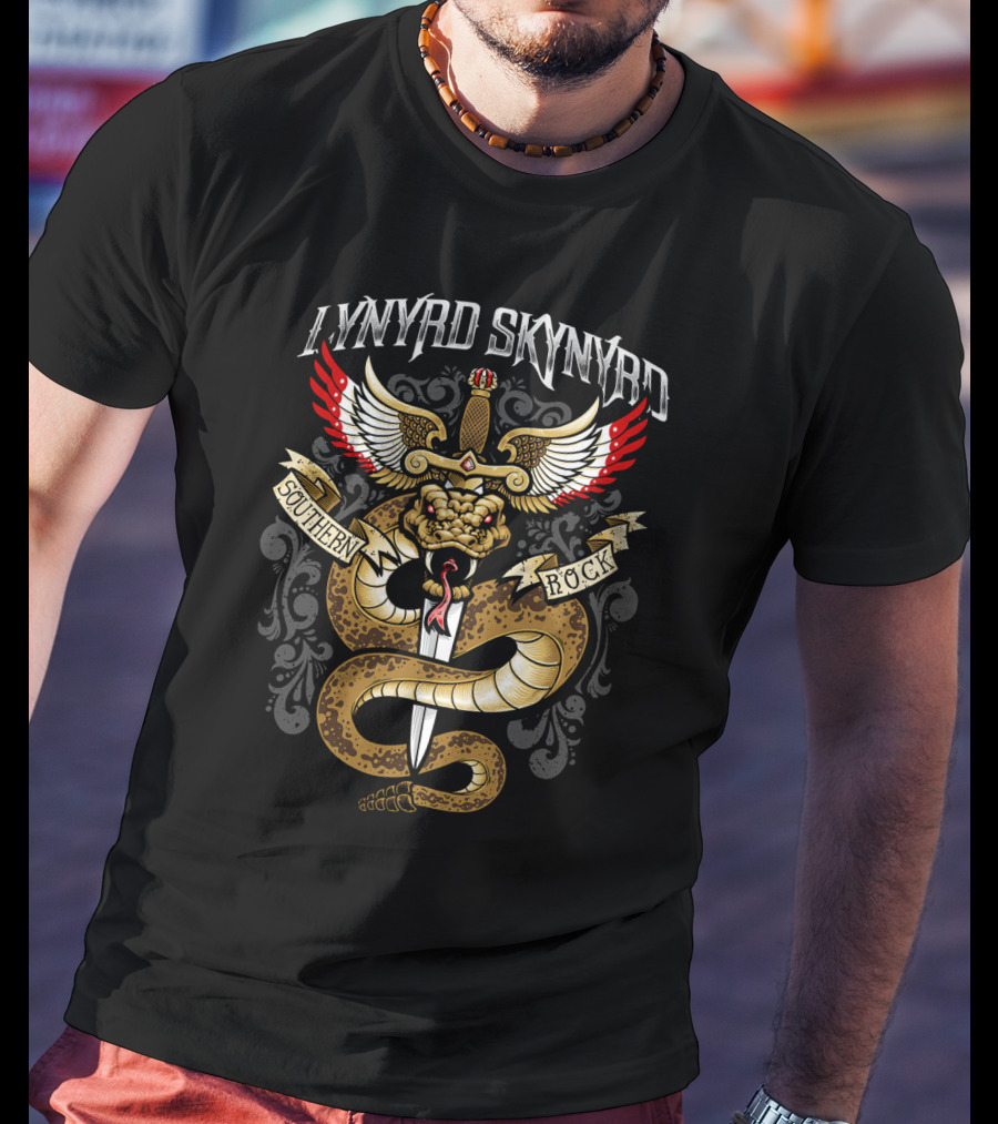 Lynyrd Skynyrd Southern Rock Snake And Dagger Winged T-Shirt