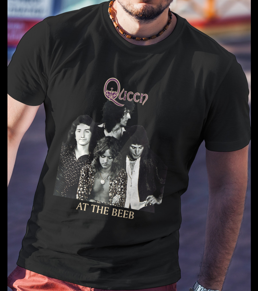 Queen At The Beeb Band Members Black And White Photo T-Shirt