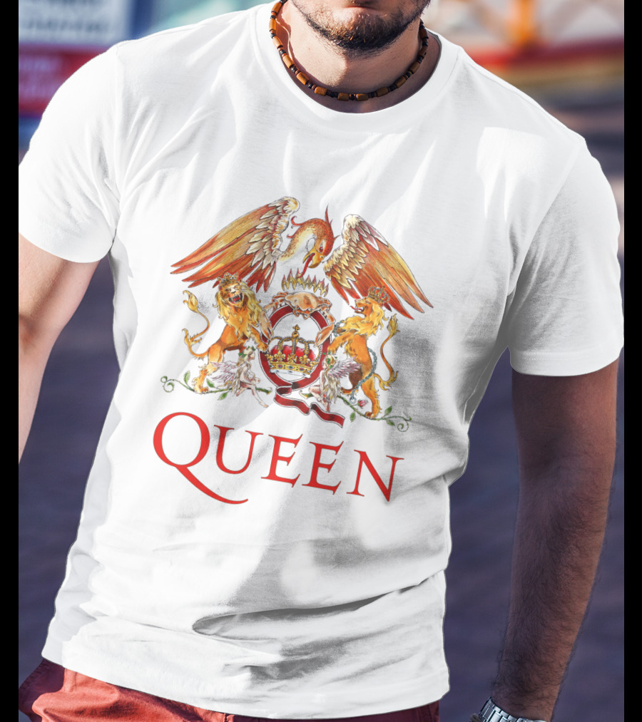 Queen Band Crest Logo With Lions And Phoenix T-Shirt