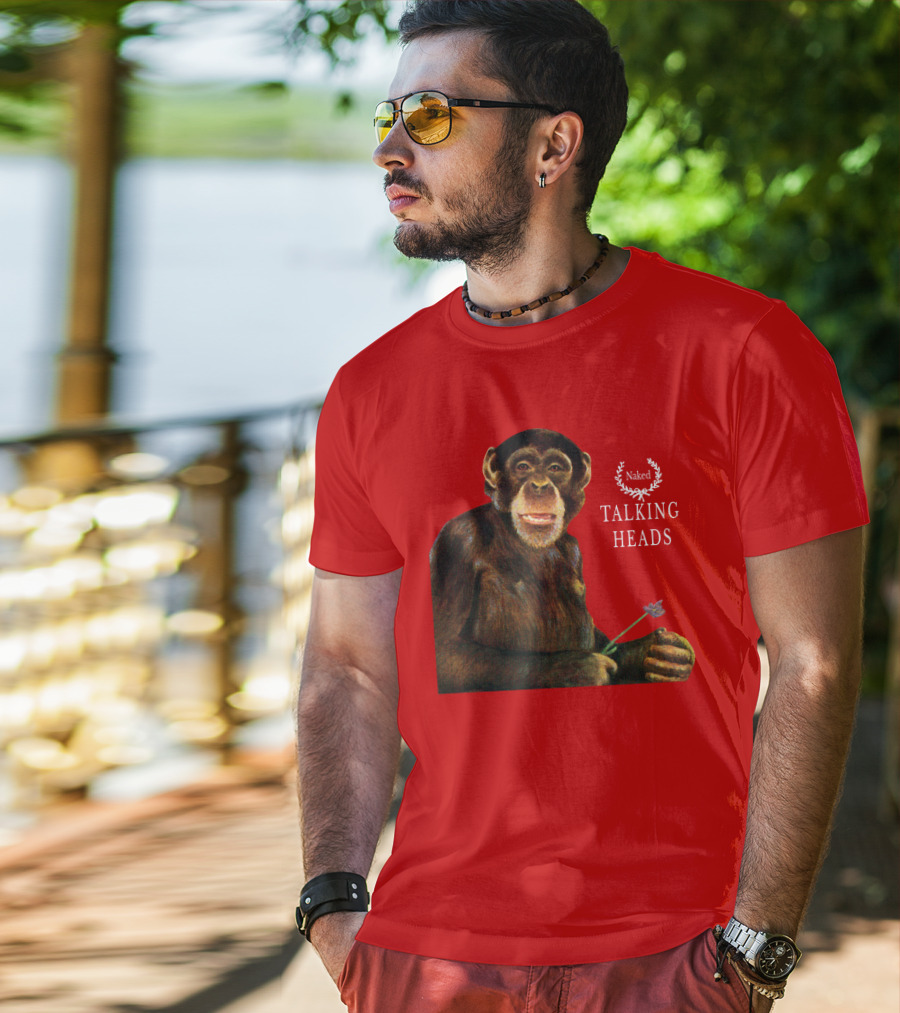 Naked Talking Heads Nothing But Flowers Monkey Holding Flower T-Shirt