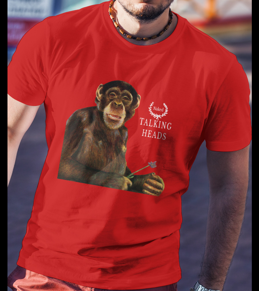 Naked Talking Heads Nothing But Flowers Monkey Holding Flower T-Shirt