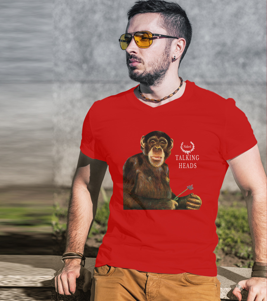 Naked Talking Heads Nothing But Flowers Monkey Holding Flower T-Shirt
